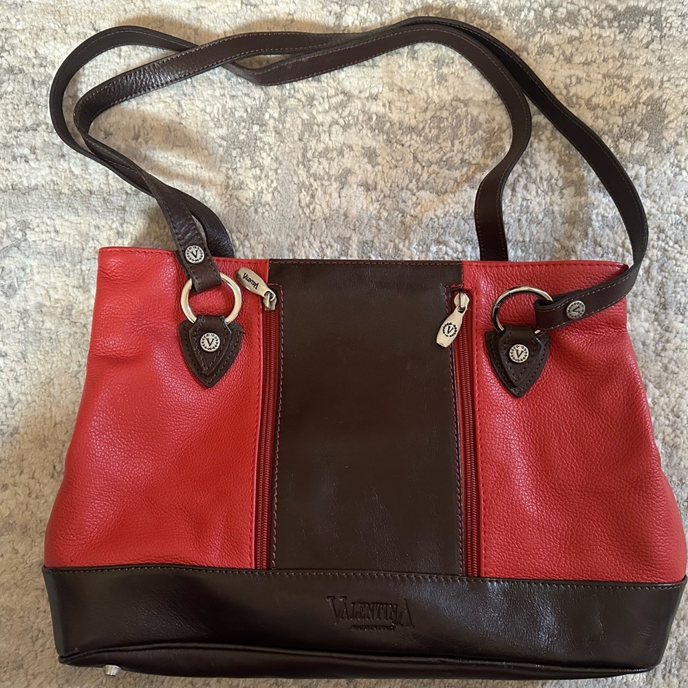 Valentina Red and Brown Women's Bag